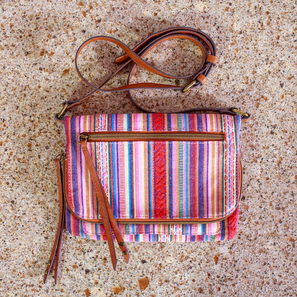 Women's T-Shirt & Jeans Serape Embroidered Crossbody